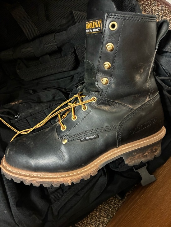 Carolina Waterproof Logger Boots - Black with Gold Eyelets main image 6